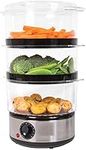 3 Tier Food Steamer / 6 Litre/Compact Design / 3 Separate Compartments & Rice Bowl/Healthy Cooking of Vegetables, Meats & Fish / 60 Minute Timer Function / 400W