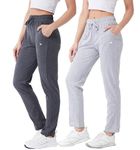 Modeve Women Mid Rise Cotton Blend Pack of 2 Track Pant for Summer || Lower || Pyjama || Lounge Pantsgrey and Light Grey_M |Fit Type: Regular Fit