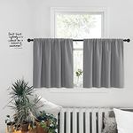 PONY DANCE Half Window Curtains - Kitchen Tiers Short Length Rod Pocket Valances Thermal Insulated Drapes for Nursery/Bathroom, 42 W x 30 L, Silver Grey, 2 Panels