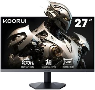 KOORUI 27 Inch Gaming Monitor, QHD 1440P, 170 Hz, IPS, 1ms, DCI-P3 90%, Adaptive Sync, HDMI/DisplayPort, Black GN07