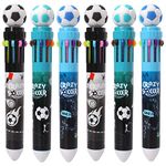 Multicolor Ballpoint Pen 0.5mm, 10-in-1 Colored Retractable World Cup Soccer Ballpoint Pens for Office Back to School Supplies Students Children Gift, 6 Count