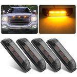 Partswcgg Smoked Amber Led Front Grille Marker Lights Kit, 4Pcs 4 Inch Full Led Center Grille Running/Position Lights Sealed 9 Leds Compatible With Tacoma/Tundra/Silverado Grill Marker Lights