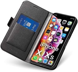Aunote Cover per iPhone X/XS, Custodia iPhone X/XS Portafoglio, Cover iPhone X/XS Libro, Pelle Flip/Folio Phone Case con [Supporto] [Carta Fessura] [Magnetica] per Apple 10/X/XS. Nero