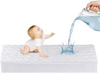 Mooreeke Premium Crib Mattress Cooling Protector Breathable Waterproof Ice Silk Quilted Fitted Mattress Cover Ultra Softer & Cooler Than Bamboo Baby Mattress Pad 52" x 28" Toddler Mattress Protector