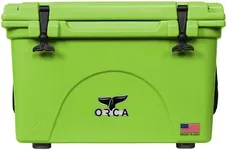 ORCA 40-Quart Insulated Hard Cooler with Flexible Grip Handles, Padlock Ready, Keeps Ice Cold for Days, Rugged, Sturdy for Beach, Camping, Travel, Road Trip, Hunting - Lime Without Basket