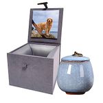 Mini Urns for Ashes, Handicrafted Ceramic Ashes Urns for Dog Cat Small Pets Ashes Keepsake Memorial Gift, Ashes Holder with Exquisite Box-Blue