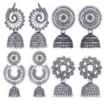 MEENAZ earrings for women fashion jhumka oxidised Silver Earrings for women Combo chandbali pearl chandbali stylish jhumkas traditional Earrings For girls South indian traditional Ear Rings -M124