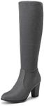 DREAM PAIRS Women's Chunky Heel Knee High and Up Boots,Size 9,Grey,MIDLEG