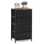 LIANTRAL Dresser with 4 Drawers, Fabric Dressers Storage Drawers, Sturdy Steel Frame & Wood Top, Dressers for Bedroom, Hallway, Entryway, Closets(Black)