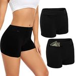 ANLINKSHINE Women's Underwear with Secret Pocket Panties, 2 Packs Anti Pickpocket Travel Boxers (Black), Black, S