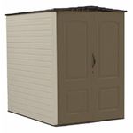 Rubbermaid Large Vertical Resin Outdoor Storage Shed with Floor (5 x 6 Ft), Weather Resistant, Brown, Organization for Home/Backyard/Garden Tools/Lawn Mower/Bike Storage/Pool Supplies