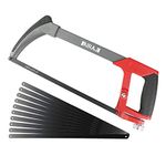 AIRAJ Hacksaw 300MM,Handheld Hacksaw with 10 Interchangeable Blades,45°/90° Hacksaw Frame for Metal,Wood,Steel,PVC Pipe,Frozen Meat,Hacksaw and Plastic,Professional High-Tension Hacksaw