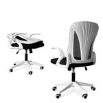 Tervo Model S | Folding Office Chair for Small Spaces | Foldable Gaming Chair for Adults & Kids | Ergonomic Mesh Computer Chair for Bedroom | Desk Chair for Home Work (White & Black)