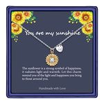 MONOZO Initial Sunflower Necklace for Women Trendy, 14k Gold Plated Sunflower Necklace Pendant CZ Heart Letter Initial Necklace You are My Sunshine Gifts Sunflower Jewelry for Women, Metal