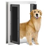 Dog Door, Doggy Door with Double Panels, Doggie Door with Automatic Closing Panels for Energy Efficient, Dog Doors for Large Dogs with Telescoping Tunnel & Aluminum Frame, Closing Panel Included