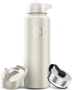 IRON °FLASK Sports Water Bottle - Wide Mouth with 3 Spout Lids - Stainless Steel Gym & Outdoor Bottles for Men, Women & Kids - Double Walled, Insulated Thermos, Metal Canteen - Cashmere Cream, 40 Oz