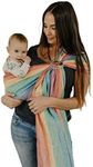 Hip Baby Wrap Ring Sling Baby Carrier - Extra Soft Bamboo Linen Baby Wraps Carrier Machine Washable Baby Tush Carrier Made with All Natural Plant Based Dyes Perfect Baby Shower Gifts Rainbow Brite