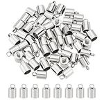 UNICRAFTALE 50pcs Column End Caps Stainless Steel Cord Ends 5mm Inner Diameter Smooth End Caps Terminators Cord Finding for Jewelry Making Kit, Stainless Steel Color