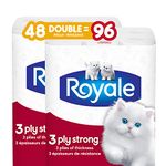 Royale 3-Ply Strong Toilet Paper, 48 Equal 96 Rolls, 165 Bathroom Tissues per roll