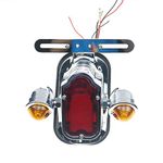 Chrome Tombstone Metal Tail Light Turn Signal For Harley Chopper FLSTN FLSTSC Custom