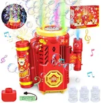 Skirfy Reusable Fireworks Bubble Machine with Lights for Chinese New Year Party,Automatic Bubble Machine with 300ml Bubble Solution,Bubble Maker Toy for Kids with Realistic Sound for Wedding,Birthday