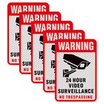 5 Pieces No Trespassing Warning Video Recording Surveillance CCTV Sign Sticker. Self Adhesive 5.9 X 4 Inch, It Is Made of Reflective Film,Printed With UV Ink,Waterproof and Sunscreen, Not Fade.