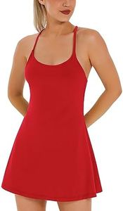 Womens Tennis Dress, Athletic Dress with Built-in Bra & Shorts Pockets Summer Dresses for Women Golf Outfits for Workout Red