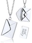 Silver Love Letter Necklace for Women, Envelope Necklaces with Message Inside Jewelry for Her Mother's Day Gifts (18'')