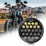 SUP-LIGHT 5 3/4" 5.75 Inch Motorcycle LED Headlight Compatible with Dyna Sportster Iron 883 Street BOB Low Rider Super Wide Headlamps with Round Projector Driving Light -Black