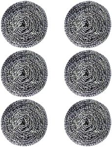 Decohomeforu 6 Pack Large Stainless Steel Sponges Scourers Steel Wool Scrubbers Pad Cleaning Ball Used for Dishes, Pots, Pans, Grill, Ovens and Basin, Clean Kitchen, Bathroom, Restaurant (40g Weight)