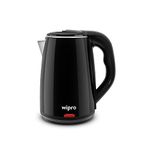 Wipro Elato 1.8 Litre Cool Touch Electric Kettle With Auto Cut Off|Double Layer Outer Body|Triple Protection-Dry Boil,Steam&Over Heat|Stainless Steel Inner Body|(Black,1500 Watt)1.8 Liter,1500 Watt