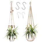 Augshy Macrame Plant Hanger, 2 Packs Plant Hangers, Hanging Planter for Indoor Plants Decorative Macrame Pot Hanger for Home Decor,White,35 inches