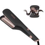 TANSHINE Hair Waver,2 Barrel Ceramic Rovy Wave Curling iron,1.25 Inch Ionic Deep Waver Curler with Dual Voltage, Anti-Scald Protection Hair Crimper for Beach Waves, Adjustable Temp Curling Wand,Black