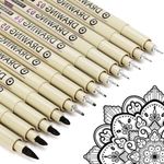 Micro Fineliner Art Drawing Pens: 12 Black Fine Liner Waterproof Ink Set Artist Supplies Line Professional Technical Marker Watercolour Micron Sketching Manga Anime Sketch Zentangle Adult Craft Stuff