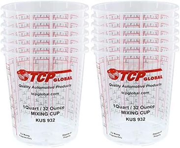 Custom Shop Pack Of 12 each 32 Ounce Paint Mix Cups with calibrated mixing ratios on side of cup