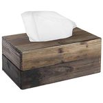 MyGift Rustic Dark Torched Wood Tissue Box Holder
