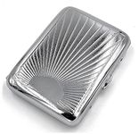 Classic Metallic Silver Color Double Sided Cigarette Case for Regular and King Size Shorter Than 100's - Ray Model