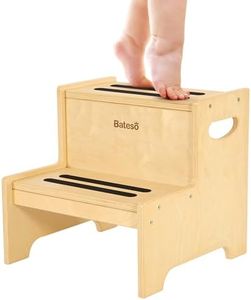 Bateso Step Stools for Kids, Wooden Toddler Step Stool for Bathroom Sink with Safety Anti-slip Mat and Strip, Assembly Easily, Sturdy Kid Step Stool for Brushing Teeth, Kitchen, Toilet Potty Training