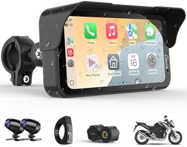 Carpuride W603DT for Motorcycle CarPlay & Android Auto & TPMS - HD1080p Dash Cam, 6.3-inch Waterproof Rotatable Touchscreen for Navigation, Bluetooth, Loop Recording, Wired Controller
