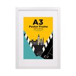 EGOFINE A3 Frame,100% Solid Wood Frame,A3 Picture Frame Matted for A4, A3 Photo Frame with Acrylic Glass,Certificate Frame for Table Top and Wall Mounting,29.7 X 42 cm Poster Frame for Portrait,White