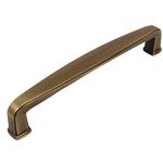 10 Pack - Cosmas 4392-128BAB Brushed Antique Brass Modern Cabinet Hardware Handle Pull - 5" Inch (128mm) Hole Centers