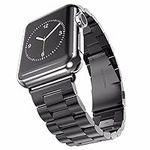 U191U Band Compatible with Apple Watch 38mm 42mm Stainless Steel Wristband Metal Buckle Clasp iWatch 40mm 44mm Strap Replacement Bracelet for Apple Watch Series 4/3/2/1 Sports Edition(Black, 42MM)