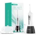 VOYOR Water Flossers for Teeth Cordless, Rechargeable Oral Irrigator with 4 Jet Tips, Portable Water Dental Flosser Teeth Cleaner with 300ML Water Tank IPX7 Waterproof for Travel & Home WF200 (Gray)