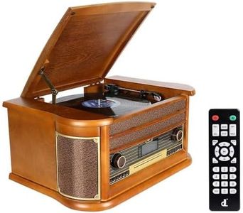 Tocadiscos de dl Record Player Madera 7 en 1 Vinilo Vintage con Reproductor de Grabación Bluetooth, FM, Altavoces Estéreo Integrados,CD, MP3 Cassette y USB Vinyl Turntable (DL-189BD99-EU)