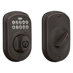 Schlage BE365 PLY 716 Plymouth Keypad Deadbolt, Electronic Keyless Entry Lock, Aged Bronze