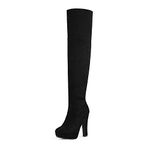 DREAM PAIRS Women's HIGHPLAT Black Chunky Thigh High Over The Knee High Heel Boots Size 10.5 B(M) US