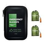 Frelaxy Emergency Blanket 2-Pack/4-Pack, Extra-Thick Extra-Large Space Blankets with Whistles, Storage Pouchs, and EVA case