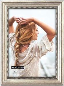 Malden International Designs Classic Wood Cadre Photo, 5 x 7, Argent
