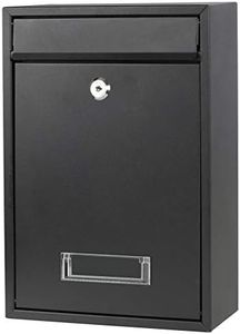 Wall Mounted Mailboxes with Rust-Proof Cover, Decaller Outdoor Key Locking Mail Box, 12 3/5" x 8 1/2" x 3 2/5", Black