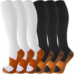 Copper Compression Socks for Men & Women Circulation- 6 Pairs 20-30mmhg Support Compression Socks - Best for Running, Athletic, Nurses, Pregnancy, Flight